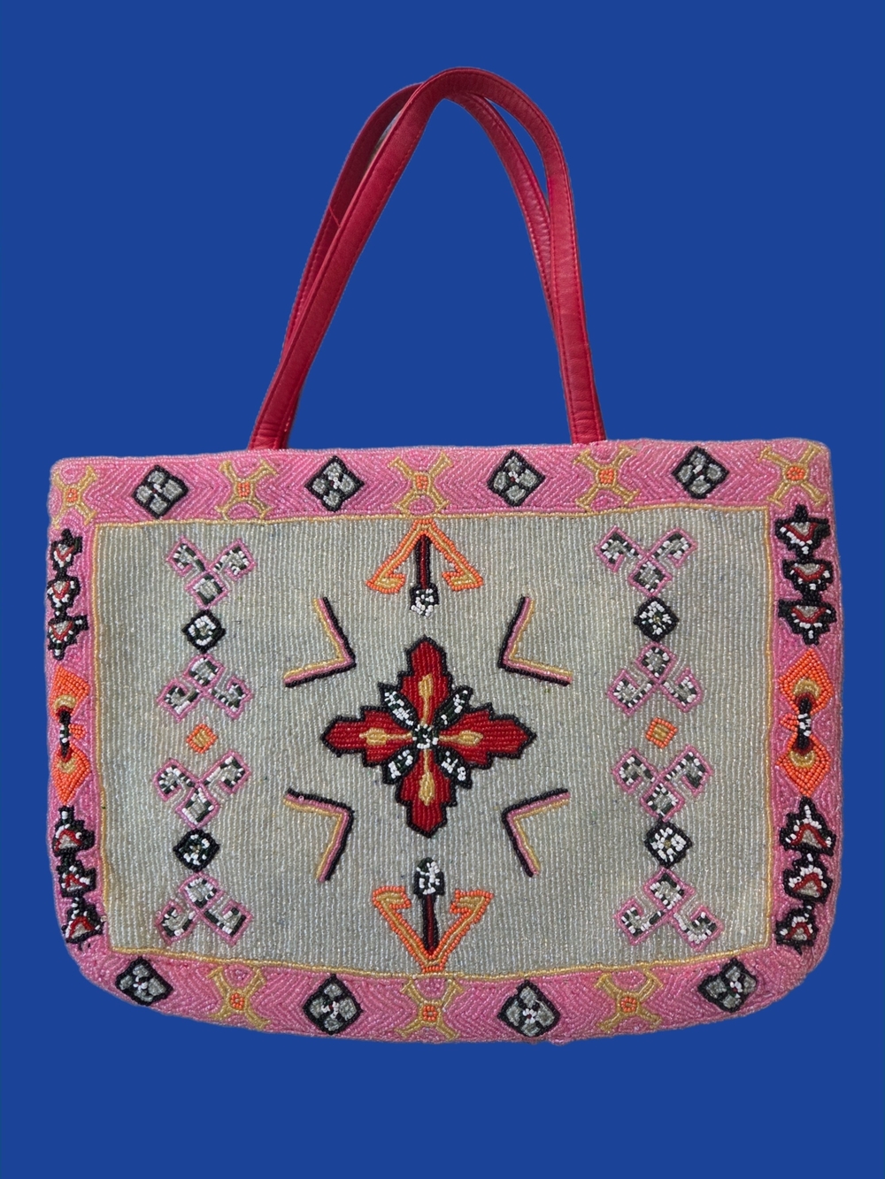 Christiana Vintage Multi Colored Ethnic Glass Beaded Tote Bag "Brand New" - Picture 3 of 4